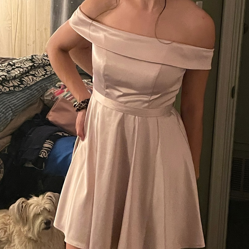 Sequin hearts Off the shoulder dress.